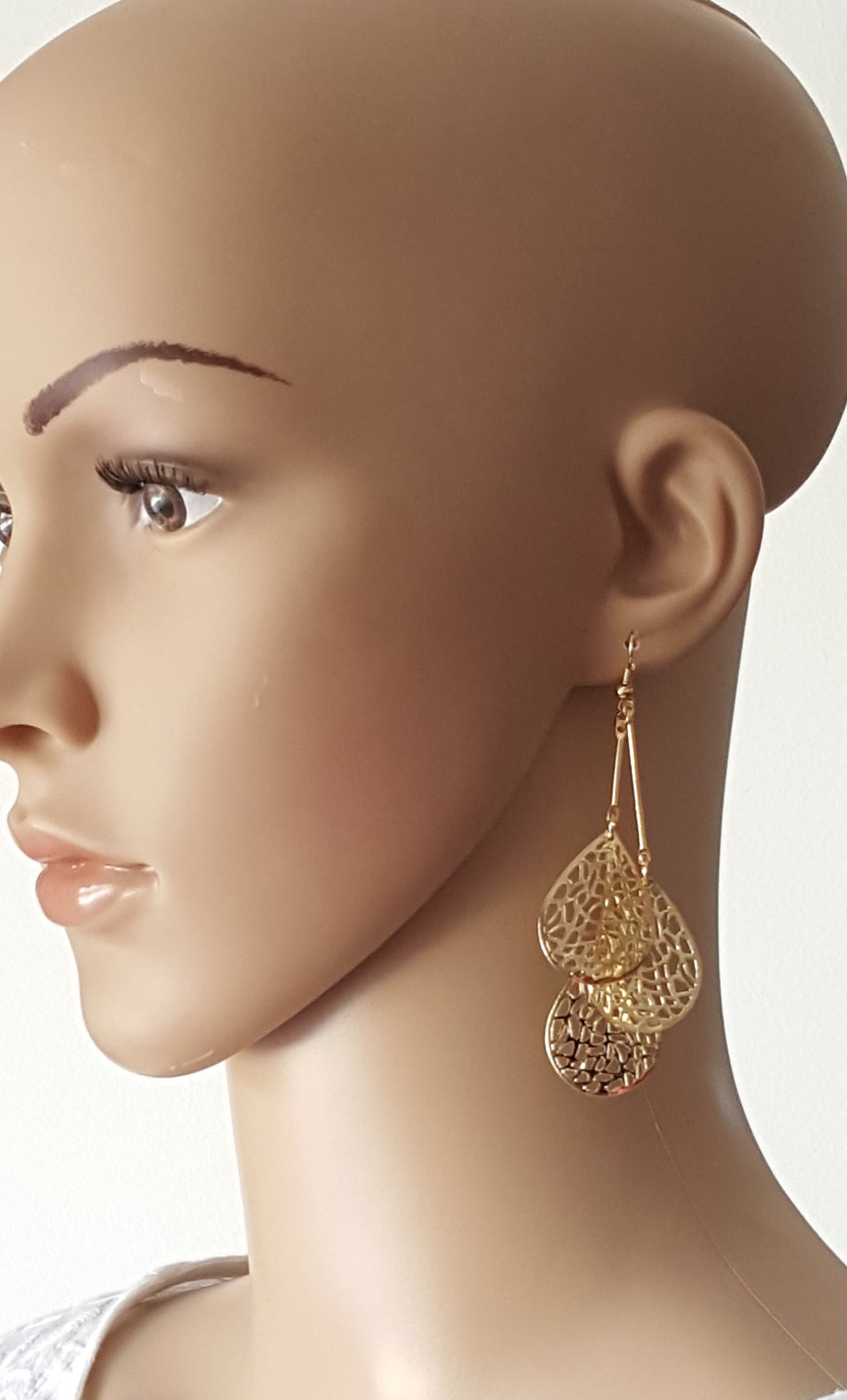 Succulent Earrings, Gold - The Roycroft Campus Corporation
